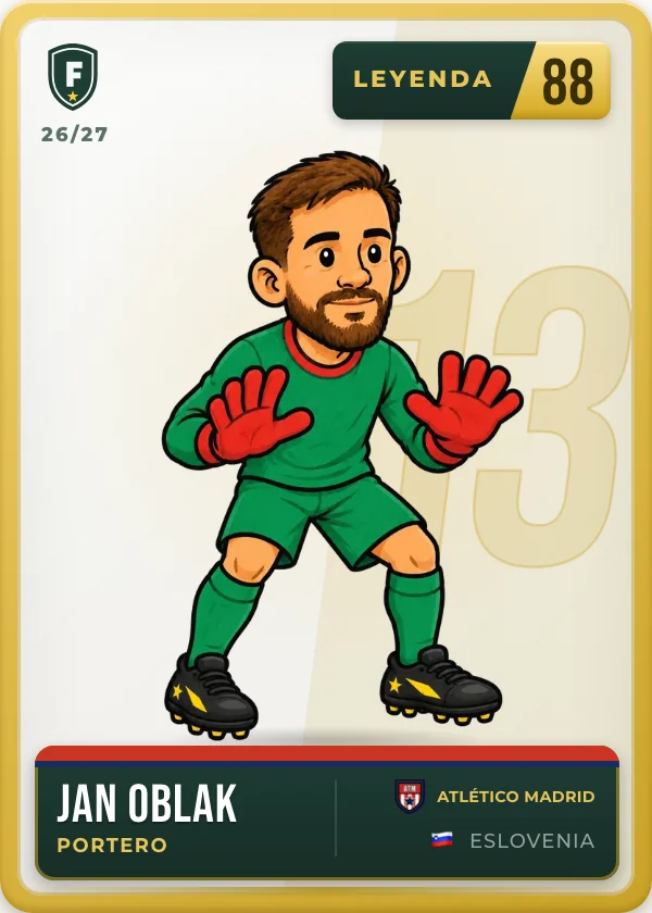Cromo de Jan Oblak, raro, 91